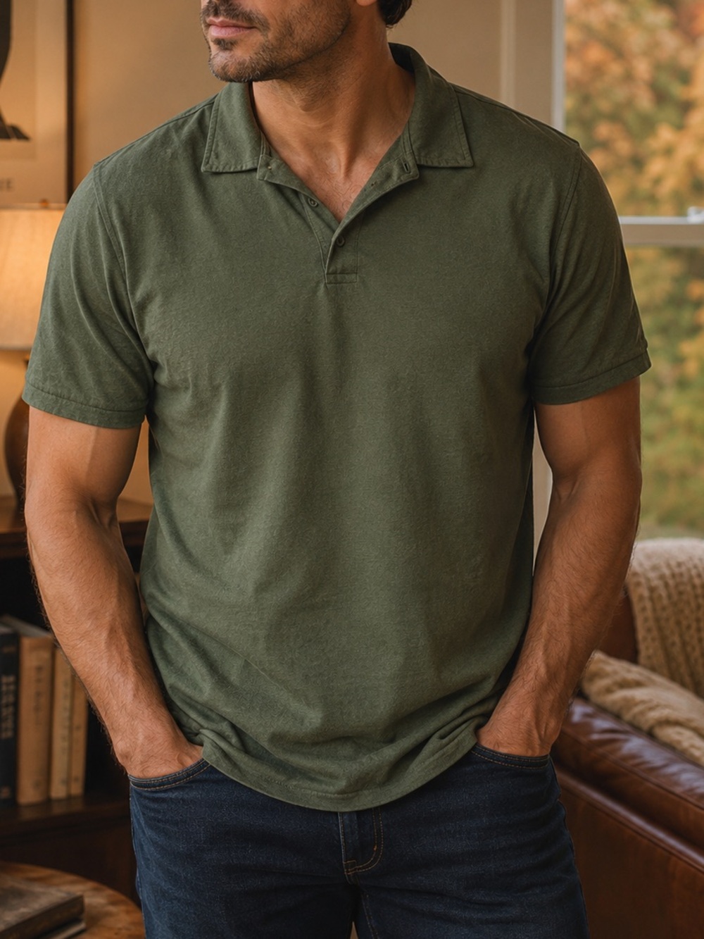 True Classic Olive Green Polo Shirt Men’s Size XL Short Sleeve